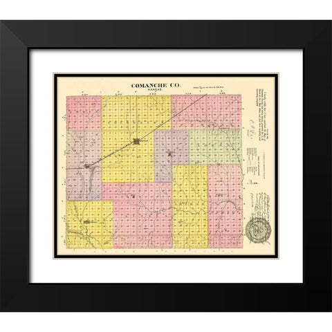 Comanche Kansas - Everts 1887 Black Modern Wood Framed Art Print with Double Matting by Everts