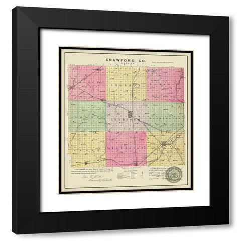 Crawford Kansas - Everts 1886 Black Modern Wood Framed Art Print with Double Matting by Everts