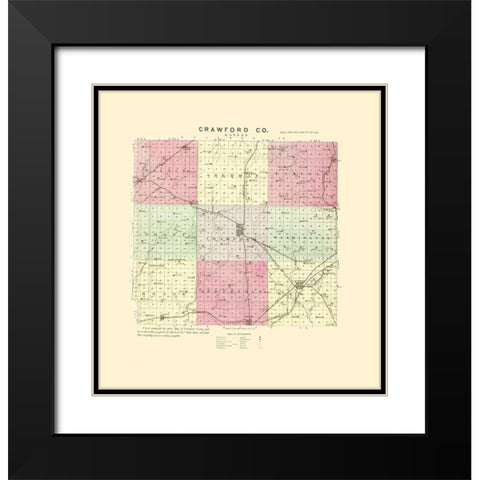 Crawford Kansas - Everts 1887 Black Modern Wood Framed Art Print with Double Matting by Everts