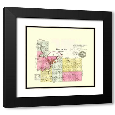 Davis Kansas - Everts 1887 Black Modern Wood Framed Art Print with Double Matting by Everts