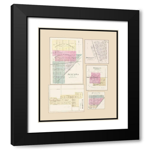 Degraff, Augusta, Rosalia, Aliceville, Ottumwa Black Modern Wood Framed Art Print with Double Matting by Everts