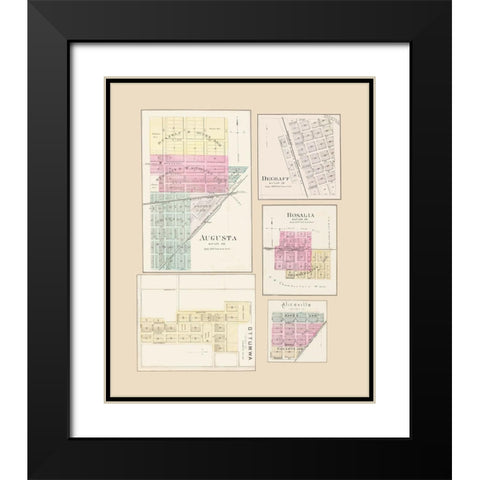 Degraff, Augusta, Rosalia, Aliceville, Ottumwa Black Modern Wood Framed Art Print with Double Matting by Everts
