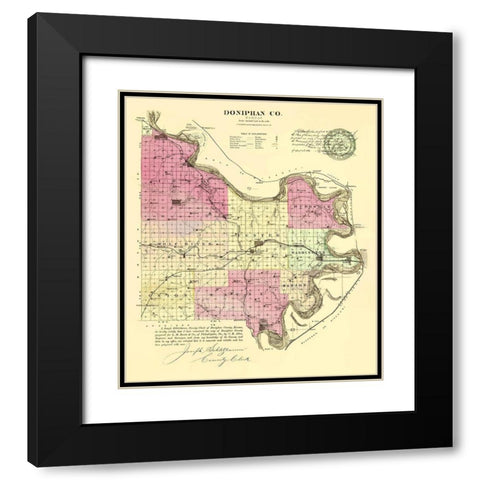 Doniphan Kansas - Everts 1887 Black Modern Wood Framed Art Print with Double Matting by Everts