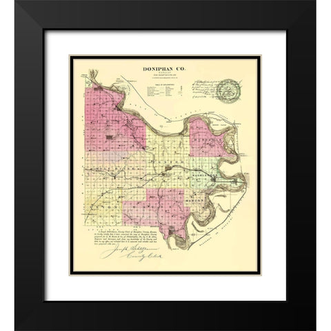 Doniphan Kansas - Everts 1887 Black Modern Wood Framed Art Print with Double Matting by Everts