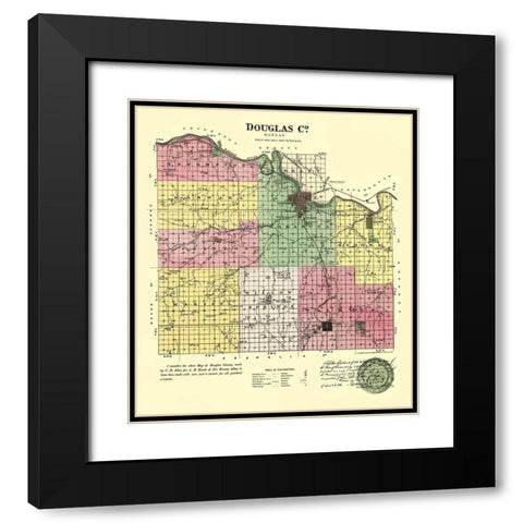 Doniphan Kansas - Everts 1887 Black Modern Wood Framed Art Print with Double Matting by Everts