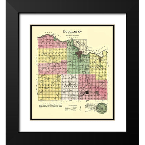 Doniphan Kansas - Everts 1887 Black Modern Wood Framed Art Print with Double Matting by Everts