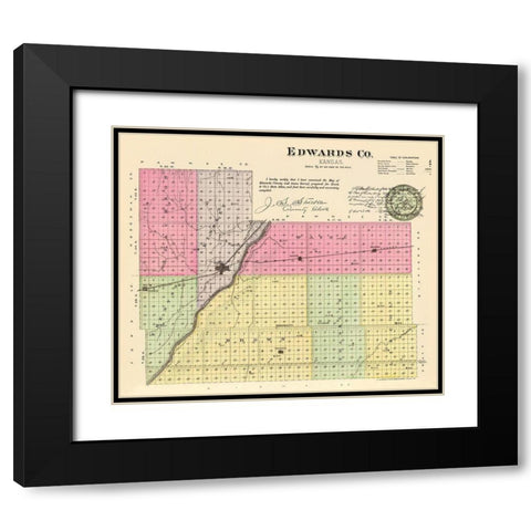 Edwards Kansas - Everts 1887 Black Modern Wood Framed Art Print with Double Matting by Everts