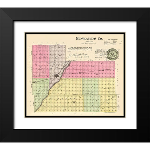 Edwards Kansas - Everts 1887 Black Modern Wood Framed Art Print with Double Matting by Everts