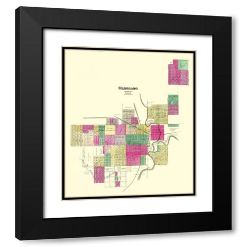 Eldorado Kansas Landowner - Everts 1887 Black Modern Wood Framed Art Print with Double Matting by Everts