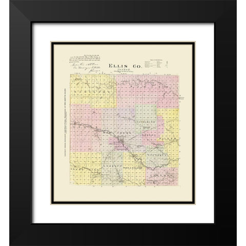 Ellis Kansas - Everts 1887 Black Modern Wood Framed Art Print with Double Matting by Everts