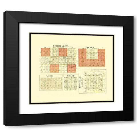 Garfield Kansas - Everts 1887 Black Modern Wood Framed Art Print with Double Matting by Everts