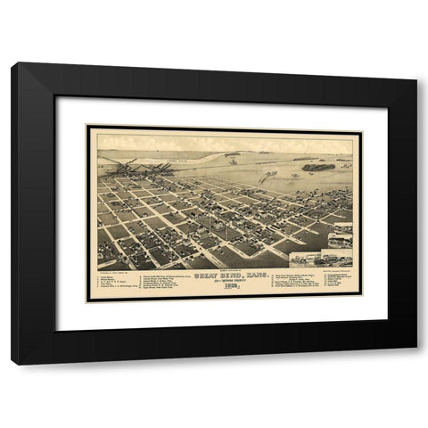 Great Bend Kansas - Stoner 1882  Black Modern Wood Framed Art Print with Double Matting by Stoner