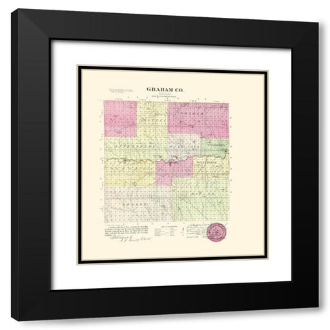 Graham Kansas - Everts 1887 Black Modern Wood Framed Art Print with Double Matting by Everts