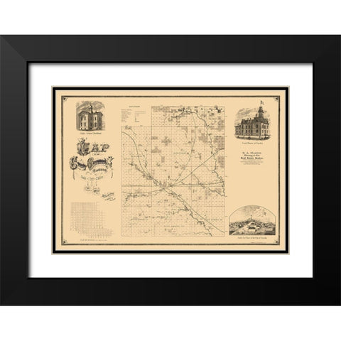 Greenwood County Kansas - Hoenscheidt 1877  Black Modern Wood Framed Art Print with Double Matting by Hoenscheidt