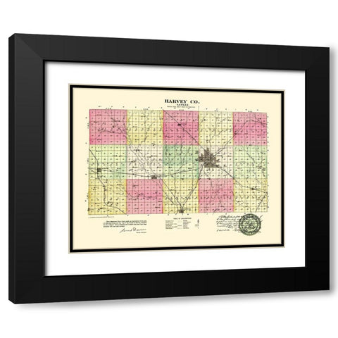 Harvey Kansas - Everts 1887 Black Modern Wood Framed Art Print with Double Matting by Everts