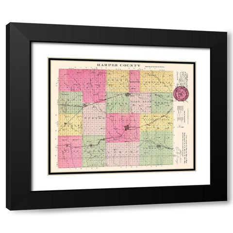 Harper Kansas - Everts 1887 Black Modern Wood Framed Art Print with Double Matting by Everts