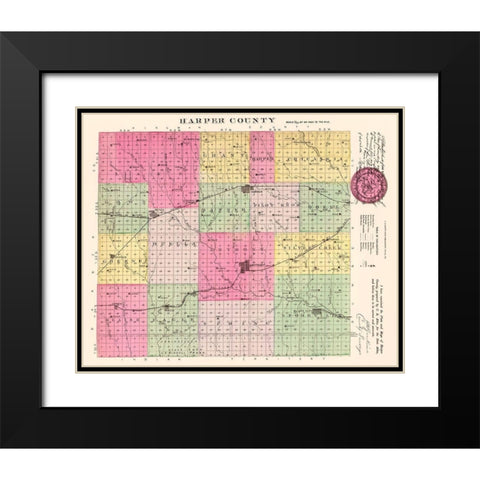 Harper Kansas - Everts 1887 Black Modern Wood Framed Art Print with Double Matting by Everts