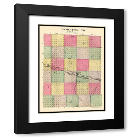 Hamilton Kansas - Everts 1887 Black Modern Wood Framed Art Print with Double Matting by Everts