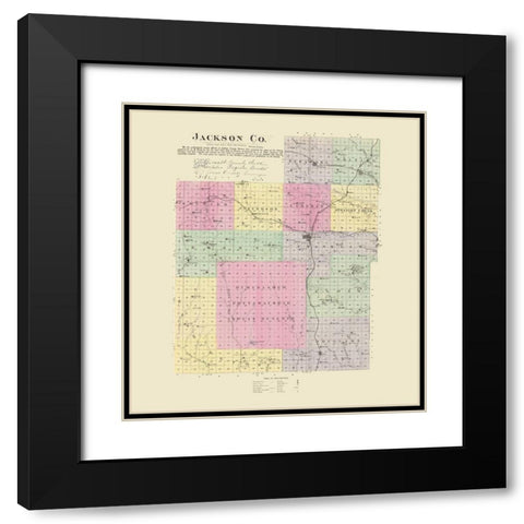 Jackson Kansas - Everts 1887 Black Modern Wood Framed Art Print with Double Matting by Everts