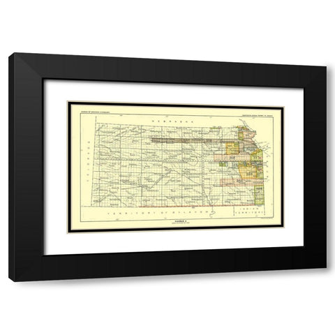 Kansas - Hoen 1896 Black Modern Wood Framed Art Print with Double Matting by Hoen