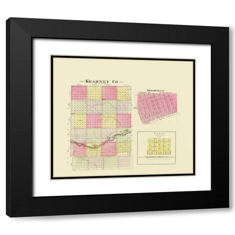 Kearney Kansas - Everts 1887 Black Modern Wood Framed Art Print with Double Matting by Everts