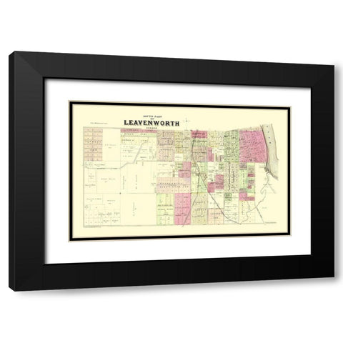 Leavenworth, South, 2 Of 3 Kansas Landowner Black Modern Wood Framed Art Print with Double Matting by Everts