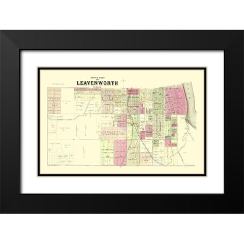 Leavenworth, South, 2 Of 3 Kansas Landowner Black Modern Wood Framed Art Print with Double Matting by Everts