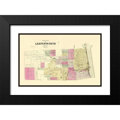 Leavenworth, North, 3 Of 3 Kansas Landowner Black Modern Wood Framed Art Print with Double Matting by Everts