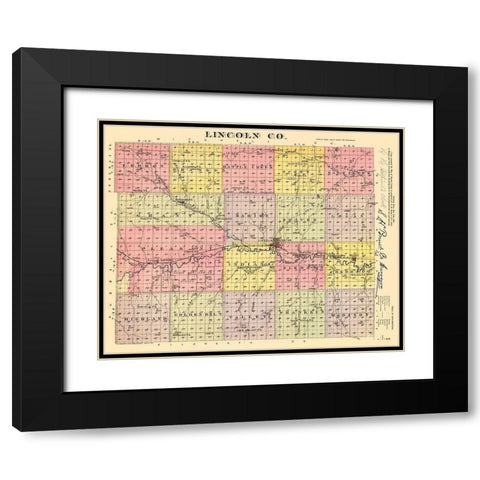 Lincoln Kansas - Everts 1887 Black Modern Wood Framed Art Print with Double Matting by Everts