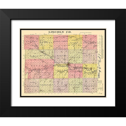 Lincoln Kansas - Everts 1887 Black Modern Wood Framed Art Print with Double Matting by Everts