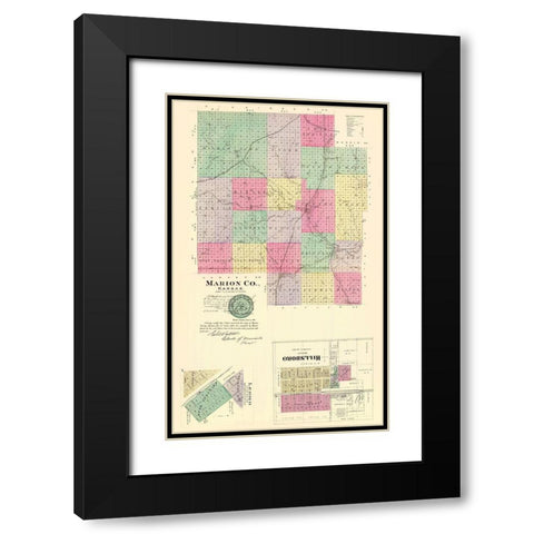 Marion Kansas - Everts 1887 Black Modern Wood Framed Art Print with Double Matting by Everts