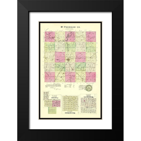 Mcpherson Kansas - Everts 1887 Black Modern Wood Framed Art Print with Double Matting by Everts