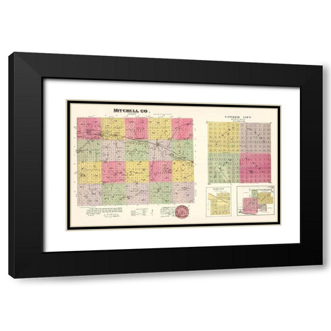 Mitchell Kansas - Everts 1887 Black Modern Wood Framed Art Print with Double Matting by Everts