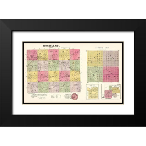 Mitchell Kansas - Everts 1887 Black Modern Wood Framed Art Print with Double Matting by Everts