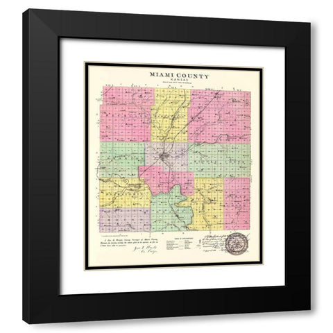 Miami Kansas - Everts 1887 Black Modern Wood Framed Art Print with Double Matting by Everts