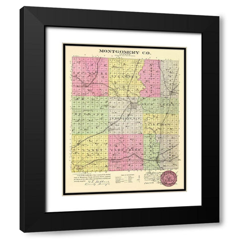 Montgomery Kansas - Everts 1887 Black Modern Wood Framed Art Print with Double Matting by Everts