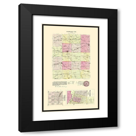 Nemeha Kansas - Everts 1887 Black Modern Wood Framed Art Print with Double Matting by Everts