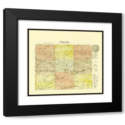 Ness Kansas - Everts 1887 Black Modern Wood Framed Art Print with Double Matting by Everts