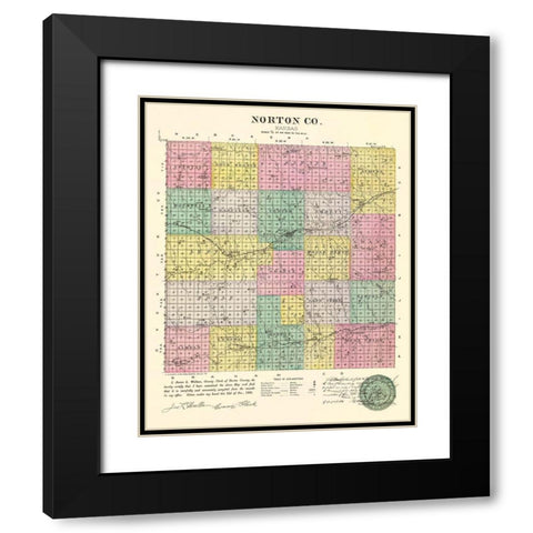 Norton Kansas - Everts 1887 Black Modern Wood Framed Art Print with Double Matting by Everts