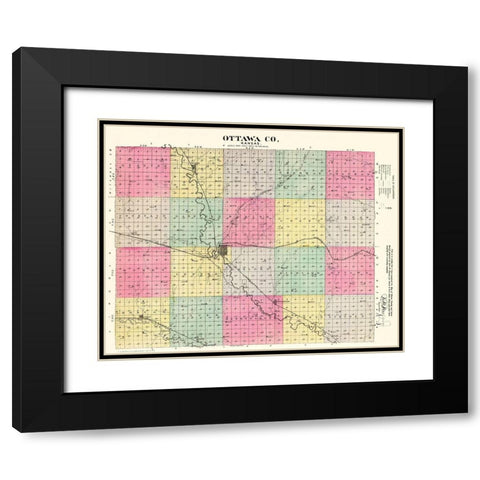 Ottawa Kansas - Everts 1887 Black Modern Wood Framed Art Print with Double Matting by Everts