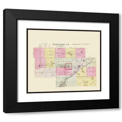 Pawnee Kansas - Everts 1887 Black Modern Wood Framed Art Print with Double Matting by Everts