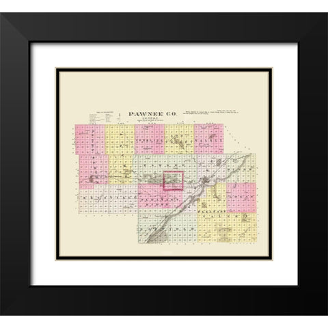Pawnee Kansas - Everts 1887 Black Modern Wood Framed Art Print with Double Matting by Everts