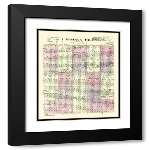 Rooks Kansas - Everts 1887 Black Modern Wood Framed Art Print with Double Matting by Everts