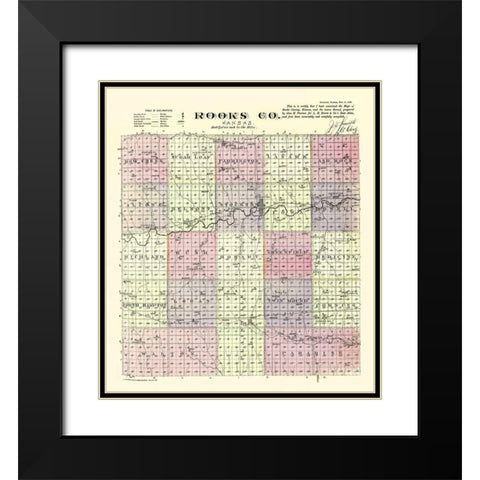 Rooks Kansas - Everts 1887 Black Modern Wood Framed Art Print with Double Matting by Everts