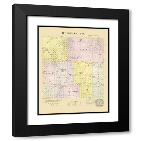 Russell Kansas - Everts 1887 Black Modern Wood Framed Art Print with Double Matting by Everts