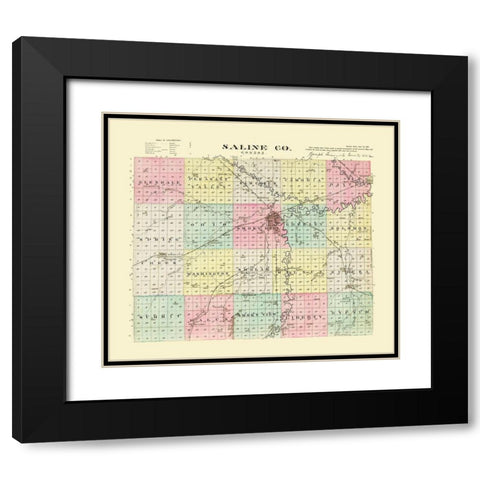 Saline Kansas - Everts 1887 Black Modern Wood Framed Art Print with Double Matting by Everts