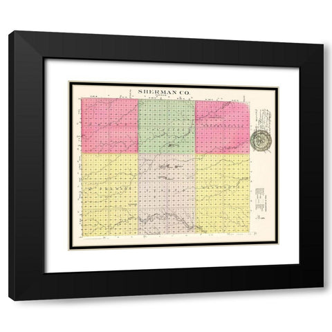 Sherman Kansas - Everts 1887 Black Modern Wood Framed Art Print with Double Matting by Everts