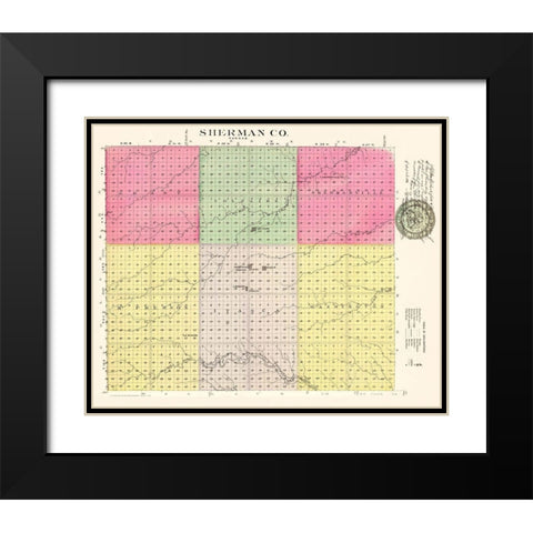 Sherman Kansas - Everts 1887 Black Modern Wood Framed Art Print with Double Matting by Everts