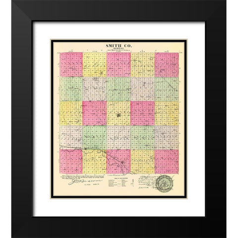 Smith Kansas - Everts 1887 Black Modern Wood Framed Art Print with Double Matting by Everts