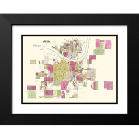 Topeka Kansas Landowner - Everts 1887 Black Modern Wood Framed Art Print with Double Matting by Everts